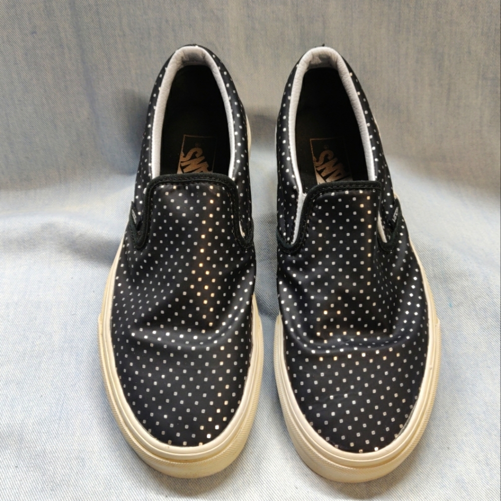 Vans Black Polka Dot Slip Ons